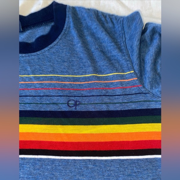 Vintage Ocean Pacific OP Juniors Size Small Striped Ringer Tee Rainbow Stripe - Picture 3 of 10